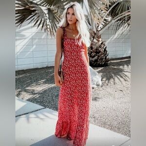 Red Floral Sleeveless Dress